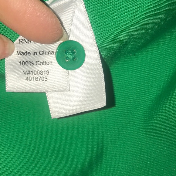 Kelly Green Button Down 3/4 Sleeve Top - Picture 5 of 6